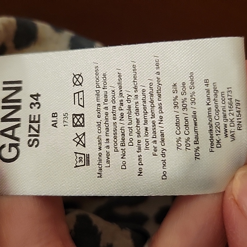 GANNI | Leopard Print Smocked Short Sleeve Peplum Hem top Cotton & Silk - XS - Picture 10 of 12
